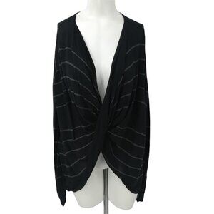Coco and Carmen Twist Front Striped Sweater Size S/M Black Gray Long Sleeve